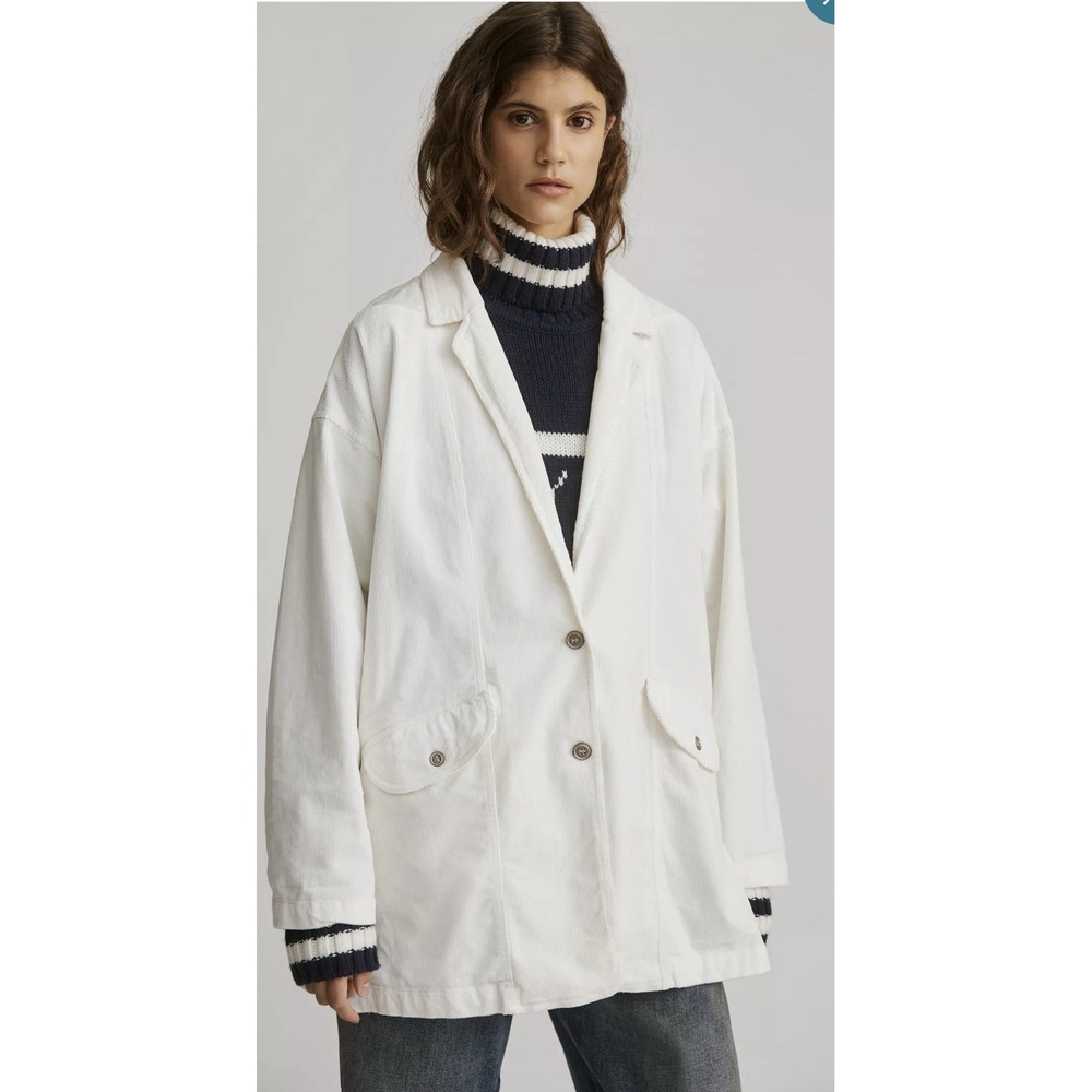 NWT Pilcro Anthropologie Washed Cordoroy Oversized Blazer Color Creme Size S